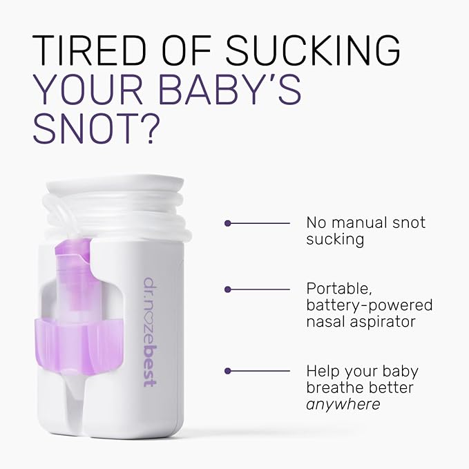 Dr. Noze Best - NozeBot | Electric Baby Nasal Aspirator | Hospital Grade Suction | Nose Sucker and Nasal Vacuum | Safe for Infants and Toddlers (On The Go - Mild Congestion)