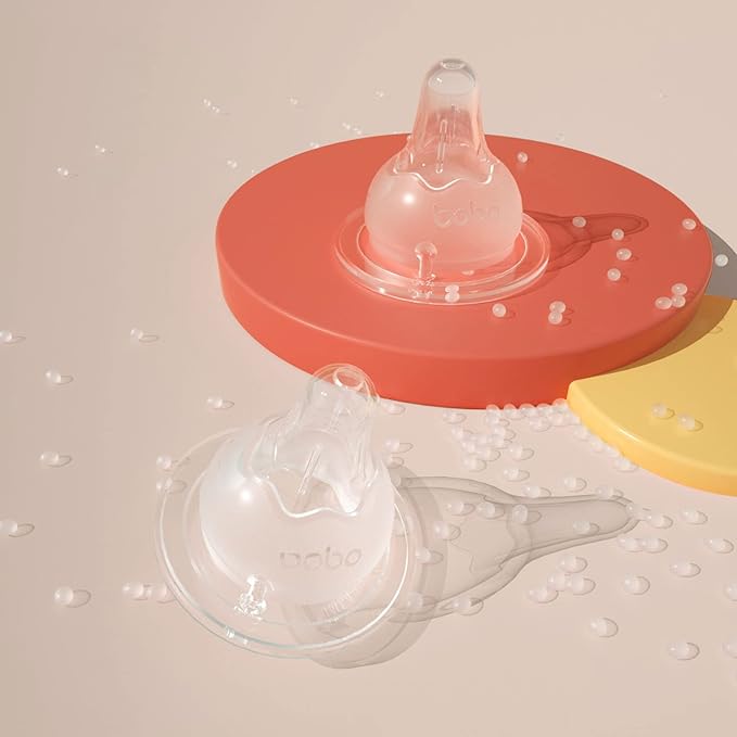 YOHKOH Natural Glass Baby Bottle with Natural Response Nipple, Newborn Anti-Colic Baby Bottles, Wide Neck Mushroom Cap Baby Bottle, Clear (3.4oz (Pack of 2), Multicolour)