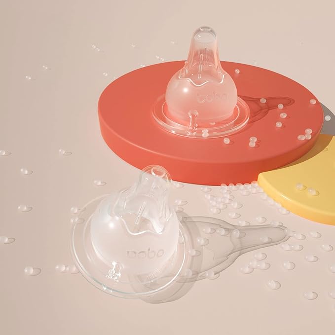 YOHKOH Natural Glass Baby Bottle with Natural Response Nipple, Newborn Anti-Colic Baby Bottles, Wide Neck Mushroom Cap Baby Bottle, Clear (8.8ounce (Pack of 4), Red1)