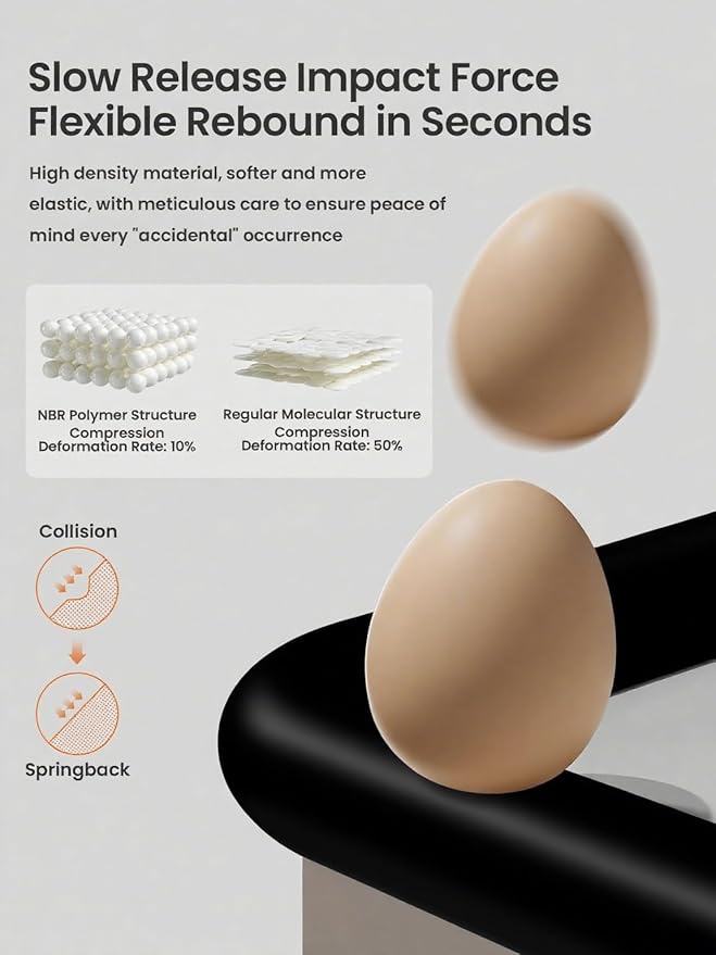 Baby Proof Edge Corner Protector, 16.4FT 0.47''Th L-Shape Furniture Corner & Edge Safety Bumpers with 10 Corners, Pre-Taped, Soft NBR Rubber Foam Desk Edge Cushion Wall Corner Protector (Black)