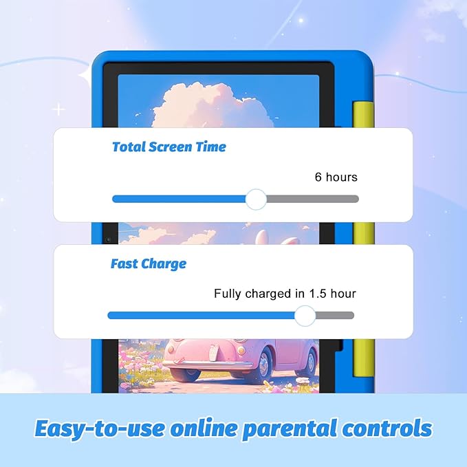 Kids Tablet, Android 14 Tablet for Kids 10 inch Octa-Core with Case, 64GB 1TB TF Card Expandable for Toddler Children, Parental Control, Dual Camera, WiFi,Gift