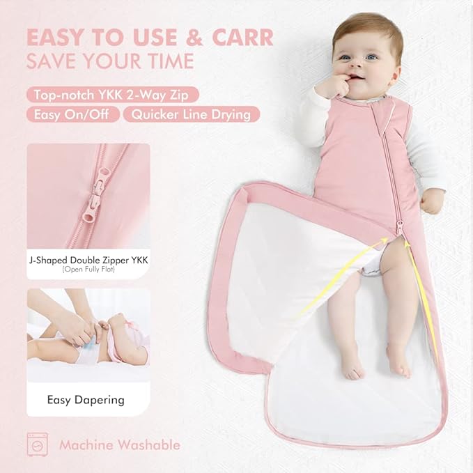 HAPIU Unisex Rayon Made from Bamboo Baby Sleep Sack TOG 1.0, 2-Way Zipper YKK, Wearable Blanket Baby