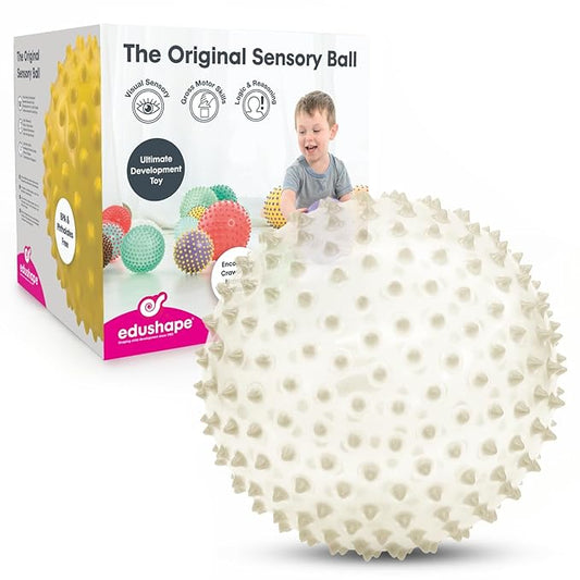 Edushape The Original Sensory Ball for Baby - 7" Glow-in-The-Dark Color Baby Ball That Helps Enhance Gross Motor Skills for Kids Aged 6 Months & Up - Vibrant, Colorful & Unique Toddler Ball