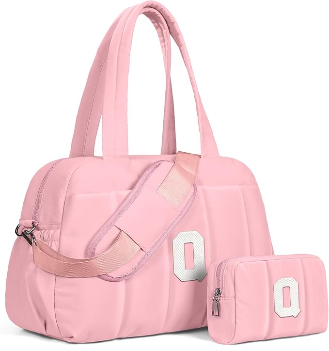 College Gifts for Women, Duffle Bag for Travel, Weekender Bags for Women，Initial Overnight Bag with Wet Pocket，Lightweight Travel Bags Personalized Gym Tote with Makeup Pouch