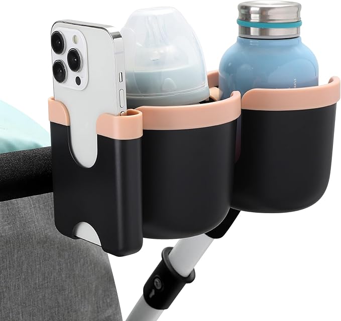 Accmor Stroller Cup Holder with Phone Holder, Bike Cup Holder, Universal Cup Holder for Uppababy Nuna Doona Strollers, 2-in-1 Cup Phone Holder for Stroller, Bike, Wheelchair, Walker, Scooter