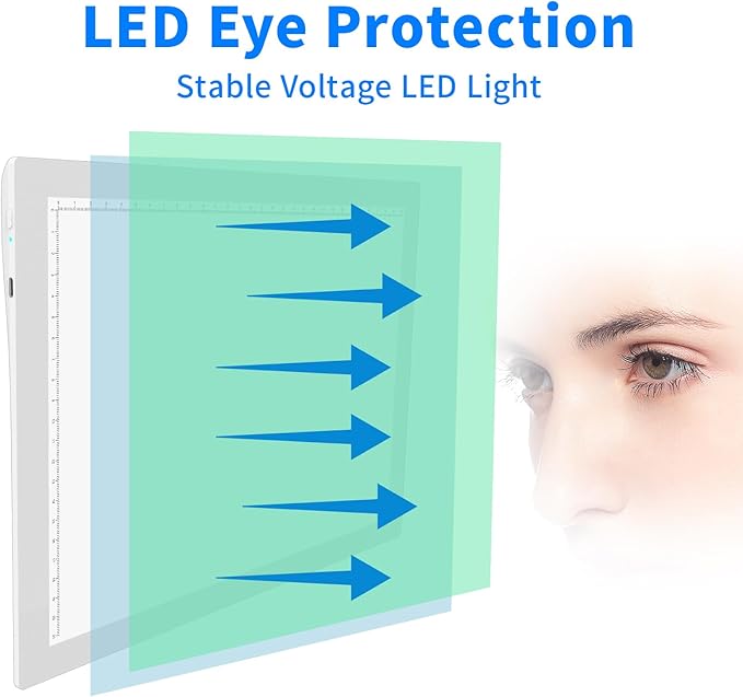 A4 Rechargeable Light Pad, KOBAIBAN Wireless Magnetic Tracing Light Box, 5 Levels Brightness LED Light Board, Cordless Battery Powered Light Drawing Table for 5D DIY Diamond Painting, Sketching(White)