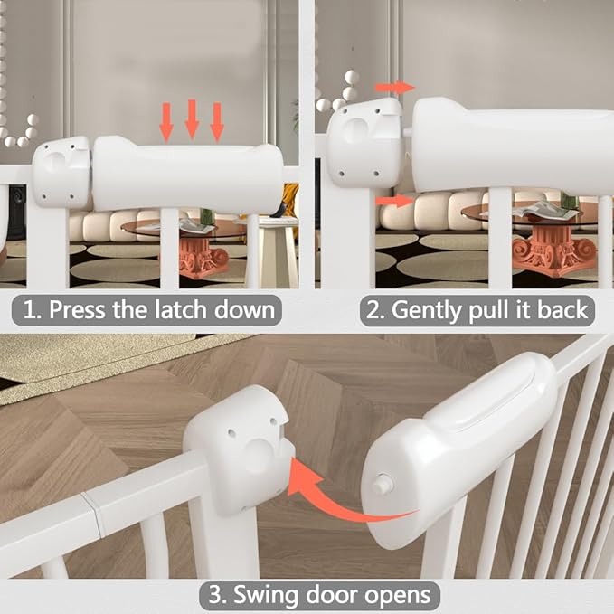 Fairy Baby Narrow Baby Gate 27 Inch to 29 Inch Wide, Small Auto Close Walk Through Safety Gates Pressure Mounted for Stairs Doorways Kids or Pets,White