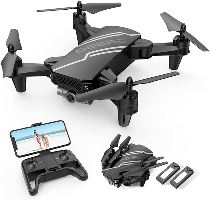 DEERC D20 Mini Drone for Kids with 720P HD FPV Camera Remote Control Toys Gifts for Boys Girls with Altitude Hold, Headless Mode, One Key Start Speed Adjustment, 3D Flips 2 Batteries, Black
