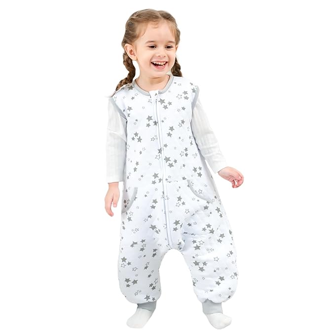 HOMEAL Baby Sleep Sack, 1.0 TOG With Legs for Toddlers 5t-7t, Sleeveless