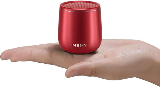 INSMY Small Bluetooth Speaker, Waterproof Mini Portable Wireless Speaker, Punchy Bass Rich Audio Stereo Pairing, Handheld Pocket Size, Built in Mic for Hiking Biking Gift Laptop Tablet (Red)