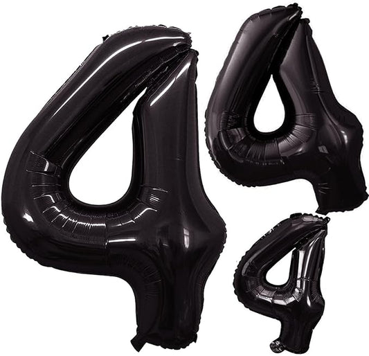 GOER Black Foil Balloons Number 4,Huge Number Balloons for 4th 14th 24th 34th 44th Birthday Party Supplies Anniversary Decorations (3 pcs,42 inch,32 inch,16inch)