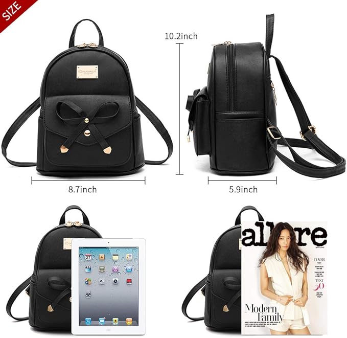 I IHAYNER Girls Bowknot Cute Leather Backpack Mini Backpack Purse for Women