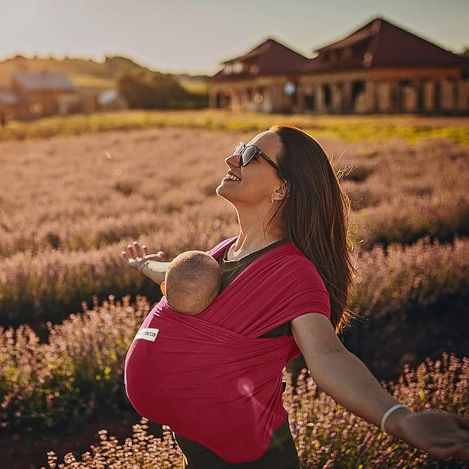 Acrabros Baby Wrap Carrier,Hands Free Baby Carrier Sling,Lightweight,Breathable,Softness,Perfect for Newborn Infants and Babies Shower Gift,Royal Red
