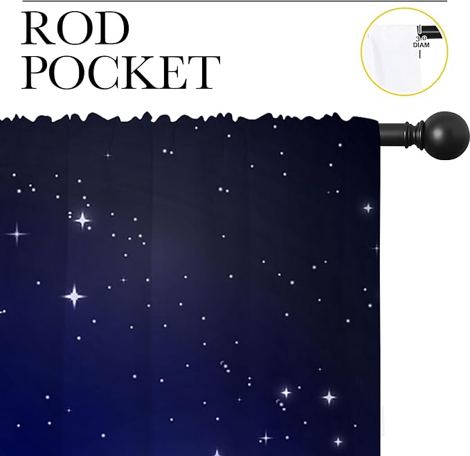 City Rod Pocket Blackout Curtains for Boy Girl Bedroom, New York Skyline Modern City Starry Sky Night View Home Energy Efficient Light Filtering Window Curtain for Living Room, 84x63 inch