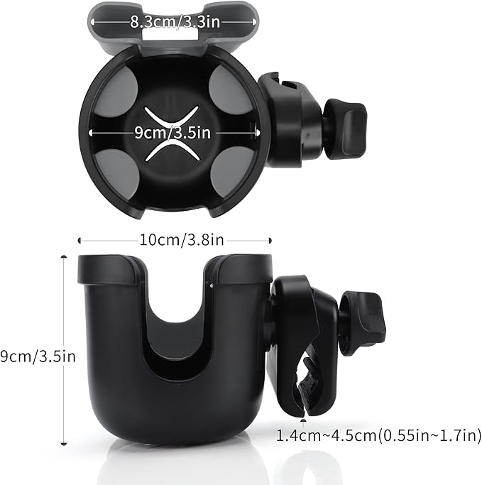 Accmor Stroller Cup Holder with Phone Holder, Bike Cup Holder, Universal Cup Holder for Uppababy Nuna Doona Strollers, 2-in-1 Cup Phone Holder for Stroller, Bike, Wheelchair, Walker, Scooter