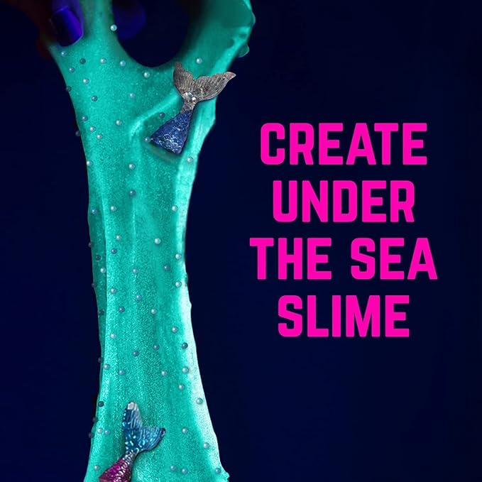 GirlZone Giant Mermaid Sparkle Egg Slime Kit - Large Multicolor Set - Glow-in-The-Dark & Glitter Add-Ins with Built-in Egg Mixing Bowl, Foam Balls & Mermaid Charms - Slime Kit for Girls Ages 8-12