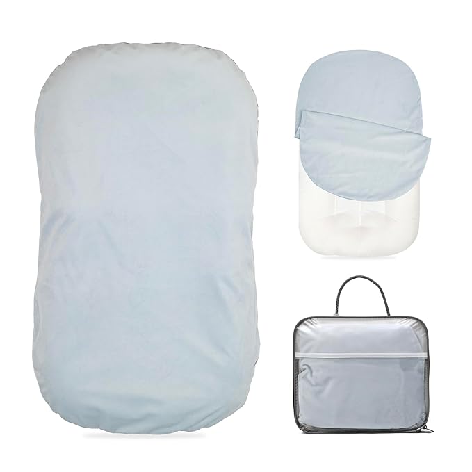 Baby Lounger - Snuggle Cozy Me Infant Lounger for Newborns | Flannel Cover, Breathable Soft, Portable Awake-Time Pad, Essential Baby Gift-Blue