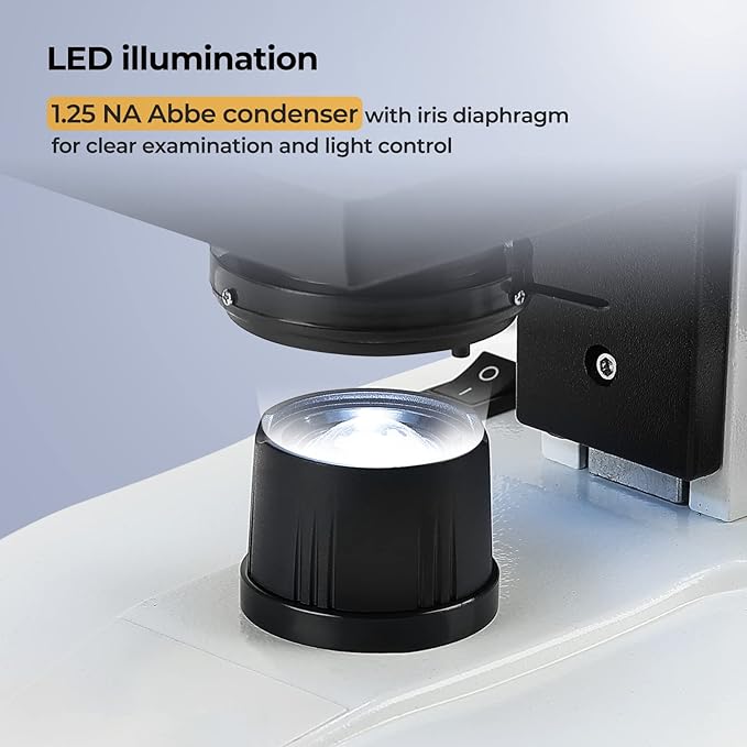 Dual-View Lab Compound Monocular Microscope 40X-2500X Magnification with 7" LCD Display, Wide-Field 4X/10X/40X(s)/100X(Spring Oil) Eyepieces, Adjustable Mechanical Stage, Aluminum Carry Box