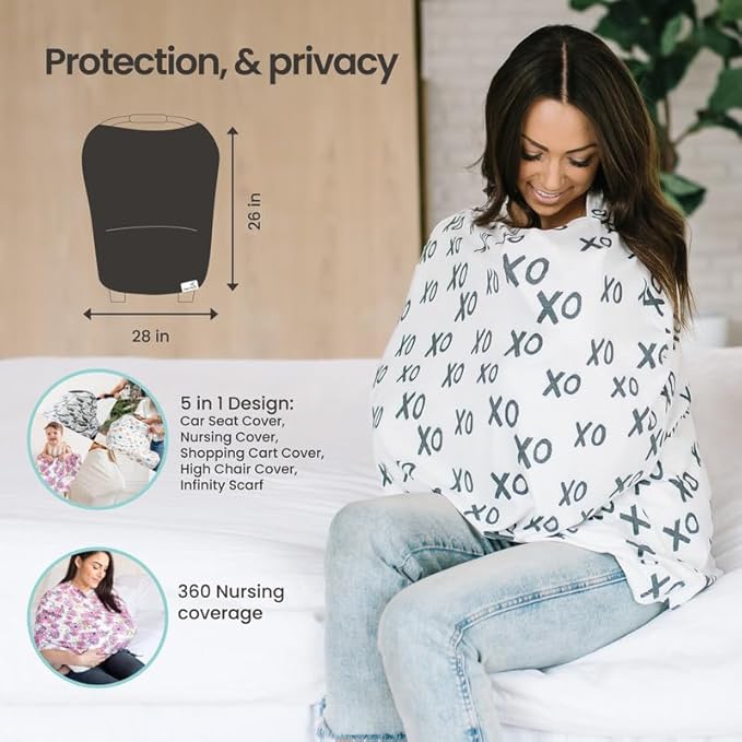 Copper Pearl Multi-Use Cover: Car Seat Covers, Nursing Cover, and Stroller Cover for Sun - Stretchy Fabric, All-Season Use, Stylish Designs, Easy Access for Moms - Lainey