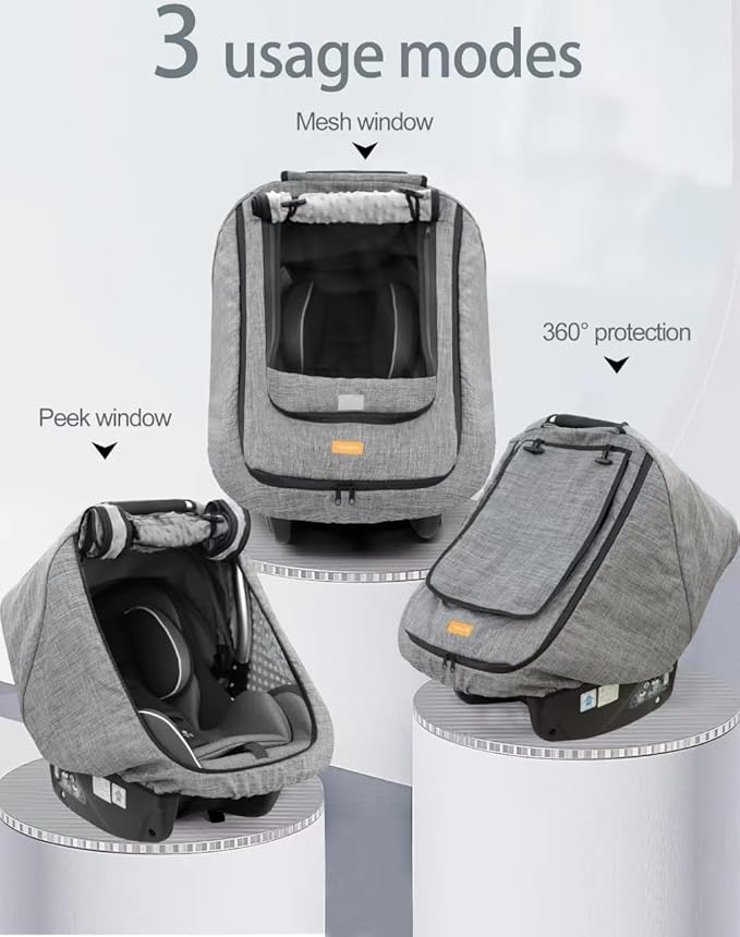 Waterproof Baby Car Seat Cover，Cold Weather Carseat Cover for Babies,Infant Car Seat Cover Canopy for Boy Girls,Windproof Car Seat Canopy for Boys & Girls, Keeps Babies Warm and Cozy