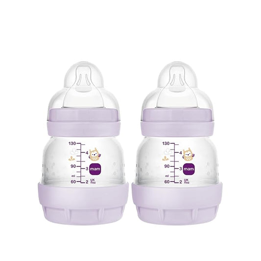 MAM Easy Start Anti-Colic Baby Bottles, Extra Slow Flow, Breastfeeding-Like Silicone Nipple Bottle, Reduces Colic, Gas, & Reflux, Easy-to-Clean, BPA-Free, Vented Baby Bottles for Newborns, 0-3 Months