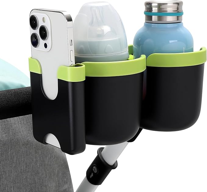 Accmor Stroller Cup Holder with Phone Holder, Bike Cup Holder, Universal Cup Holder for Uppababy Nuna Doona Strollers, 2-in-1 Cup Phone Holder for Stroller, Bike, Wheelchair, Walker, Scooter