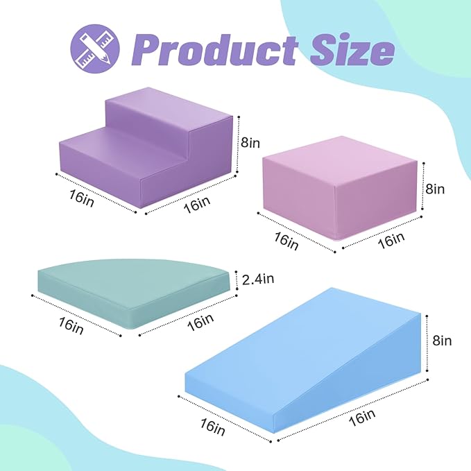 6-Piece Foam Climbing Blocks for Toddlers: Colorful Climbing Gym PU Leather Baby Foam Building Blocks Indoor Toy