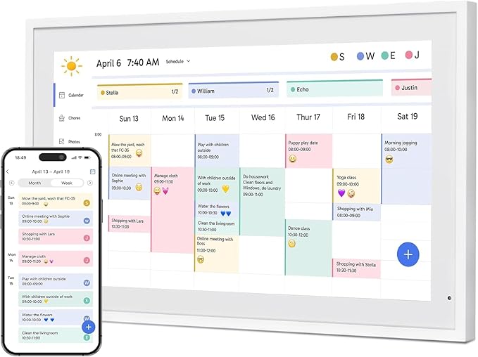 Dragon Touch 21.5" Digital Calendar Chore Chart – 1080P Full HD Interactive Touchscreen, Smart Family Planner, Hearth Display Digital Calendar Wall & Desk Mountable for Seamless Scheduling