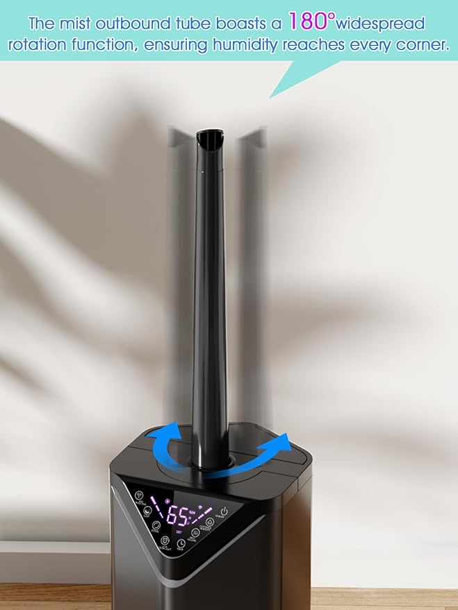 5Gal Humidifiers for Bedroom Large Room 2800 sq ft, 19L Quiet Humidifiers for Large Room, Floor Humidifier with 6 Mist Mode & Auto 180°Mist Tube for Home Whole House School Office Commercial Plants