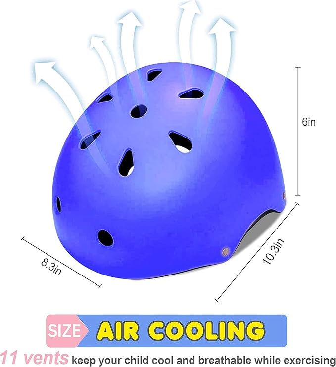 Adjustable Kids Helmet with Knee Pad, Elbow Pads & Wrist Guards - Toddler Bike Helmets for Ages 3-5, 5-8, 8-14 Years - Perfect for Skating, Biking, Cycling, and Skateboard - for Boys and Girls