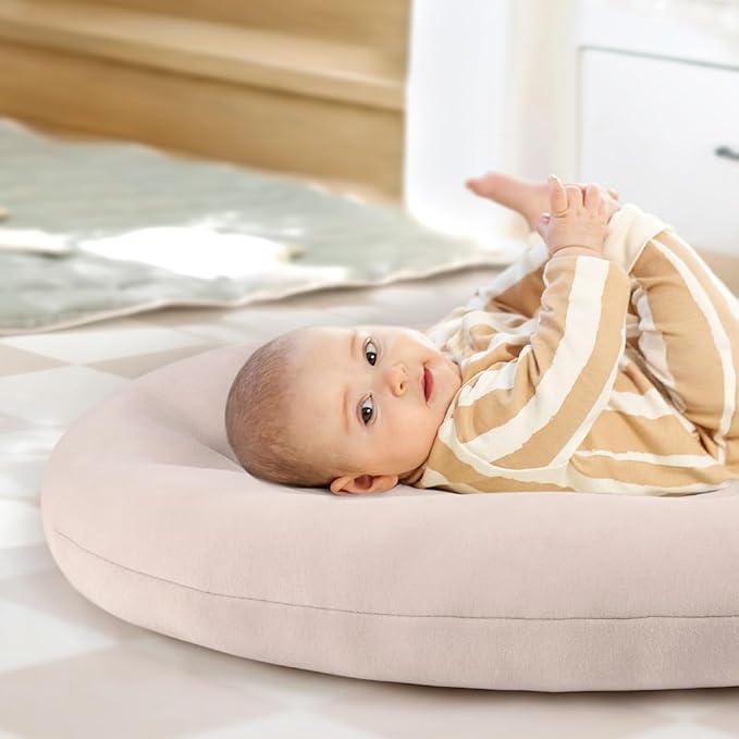 Baby Lounger for Newborn: Portable & Lightweight Pillow for Tummy Time Playtime & Diaper Changes - Skin-Friendly & Breathable for 0-12 Month Supervised Use