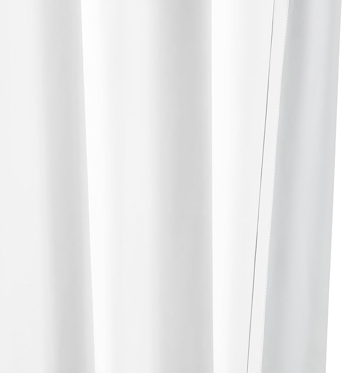 Amazon Basics Room Darkening Blackout Window Curtains 2 Panels with Grommets, for Living Room and Bedroom, 52 x 84 inches, White