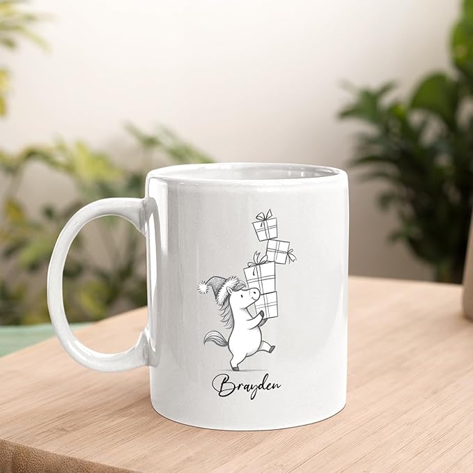Awesome Horse Coffee Mug Gift for Horses Lovers Brother Sister Birthday Christmas, Personalized Horses Accent Teacup, Customized Name Horse Ceramic Mug 11Oz 15Oz, Cute Animal White Cup Gift For Kids