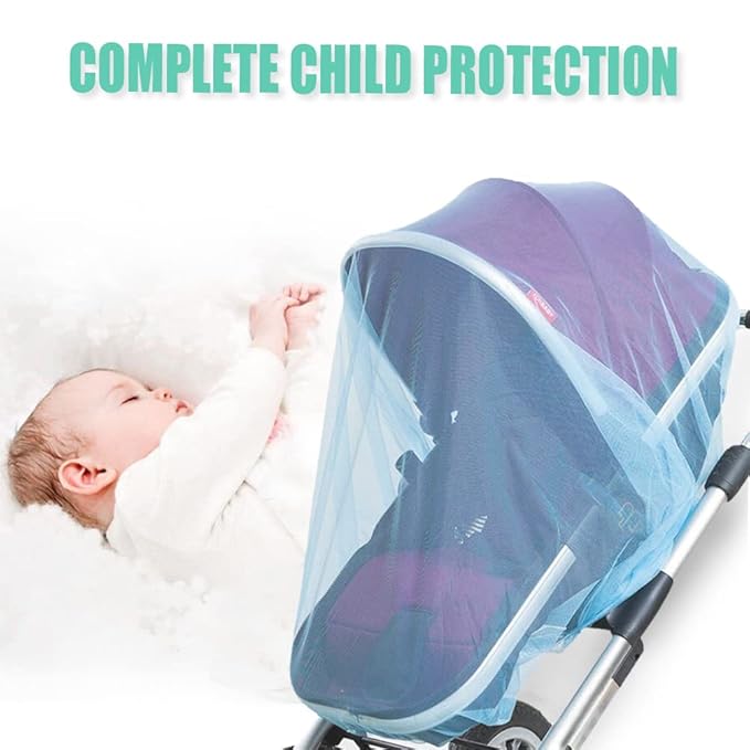 Durable Baby Stroller Mosquito Net (2 Pack) - Perfect Bug Net for Strollers, Bassinets, Cradles, Playards, Pack N Plays and Portable Mini Crib (Blue)