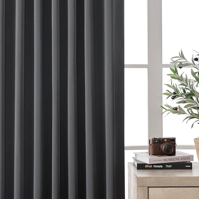 Joydeco Custom Blackout Curtains for Bedroom, 1 Panel Room Darkening Curtains & Drapes for Living Room Window Rod Pocket Back Tab (Custom Size,Dark Grey)