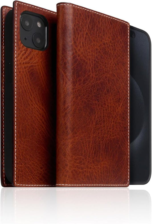 D7 Italian Wax Leather Wallet Case for iPhone 15 - [2-in-1] Handcrafted Detachable Diary Style with Magnetic MagSafe Back Cover, Gift Box Included (Brown)