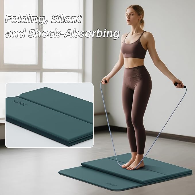 Foldable Yoga Mat Extra Thick 0.32 Inches Eco-Friendly POE Material, Non-Slip Design Fitness Mats, Multi-Purpose Workout Mats For Studio or Home Use (70 x 24 x 0.32 inches）