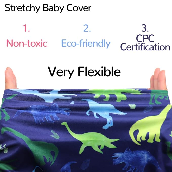 Baby Car Seat Cover, Multi- use Nursing Cover for Breastfeeding, Carseat Cover Boys, Dinosaur Baby Shower Stuff for Newborn, Soft Breathable