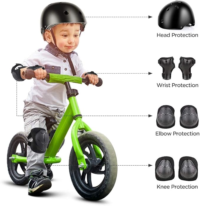 DaCool Kids Bike Helmet Set Skateboard Knee Pads - Kids Helmet Elbow Pads Wrist Guards Adjustable for 3~10yrs Girl Boy Kids Protective Gear Set for Sport Cycling Bike Roller Skating Scooter