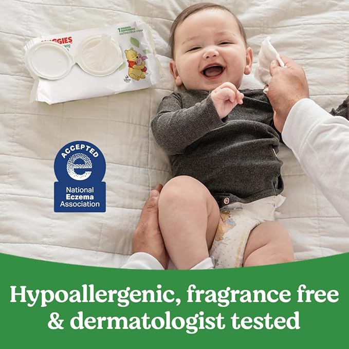 Huggies Natural Care Sensitive Baby Wipes, Unscented, Hypoallergenic, 99% Purified Water, 10 Flip-Top Packs (560 Wipes Total)