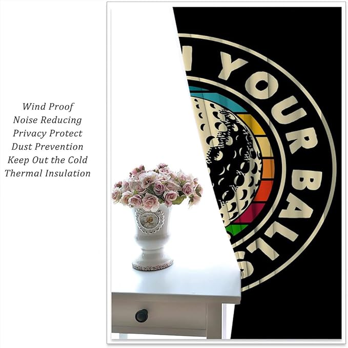 Golf Blackout Curtains for Boy Girl Room Darkening Decor,Sport Theme and White Motto Dark Background Bedroom Living Room Home Rod Pocket Thermal Insulated Window Curtain/Drapes Panel,42x63 Inch…