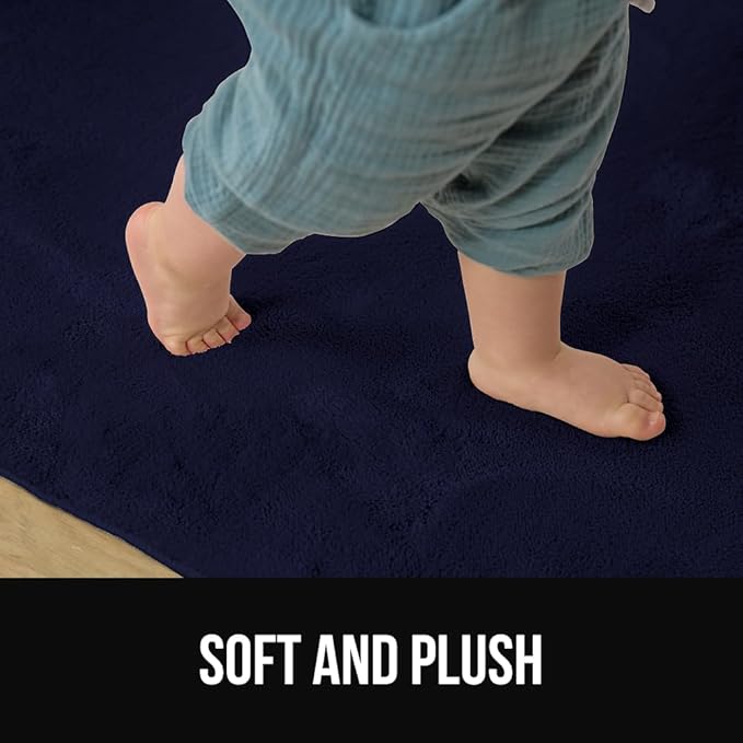 GORILLA GRIP Ultra Soft Washable Area Rug, 8x10, Stain and Slip Resistant Plush Thick Carpet for Bedroom Living Room, No Shed Floor Rugs, Pet Friendly, Dorm Essentials, Nursery Home Decor, Navy Blue