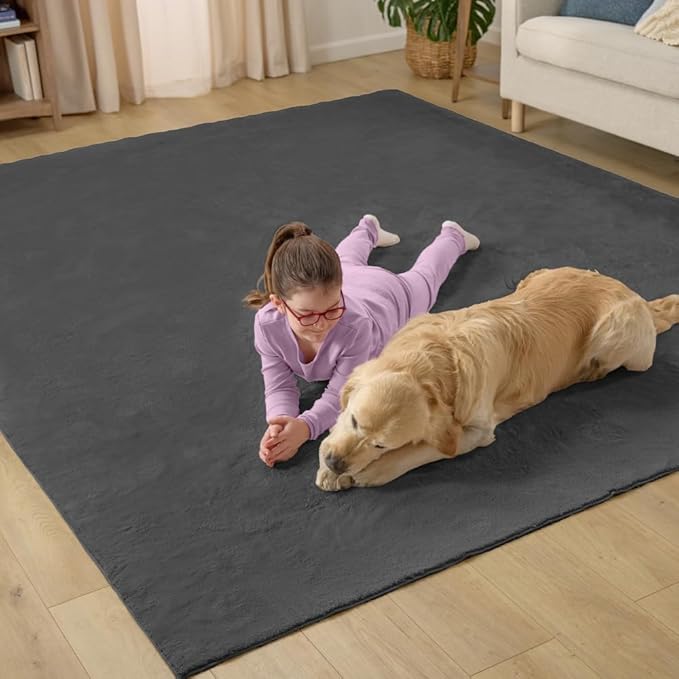 GORILLA GRIP Ultra Soft Washable Area Rug, Stain and Slip Resistant Plush Thick Carpet for Bedroom Living Room, No Shed Floor Rugs, Pet Friendly, Dorm Essentials, Kid Nursery Home Decor, 2x3 Dark Gray