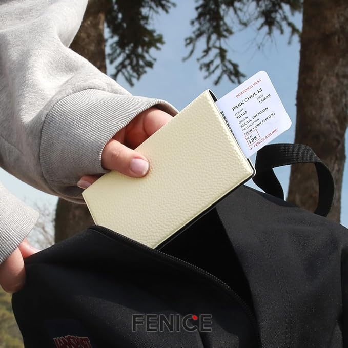 Fenice Classic Passport Cover Holder Wallet Case for Travel Essential RFID Blocking Vegan Leather Waterproof (BLACK)