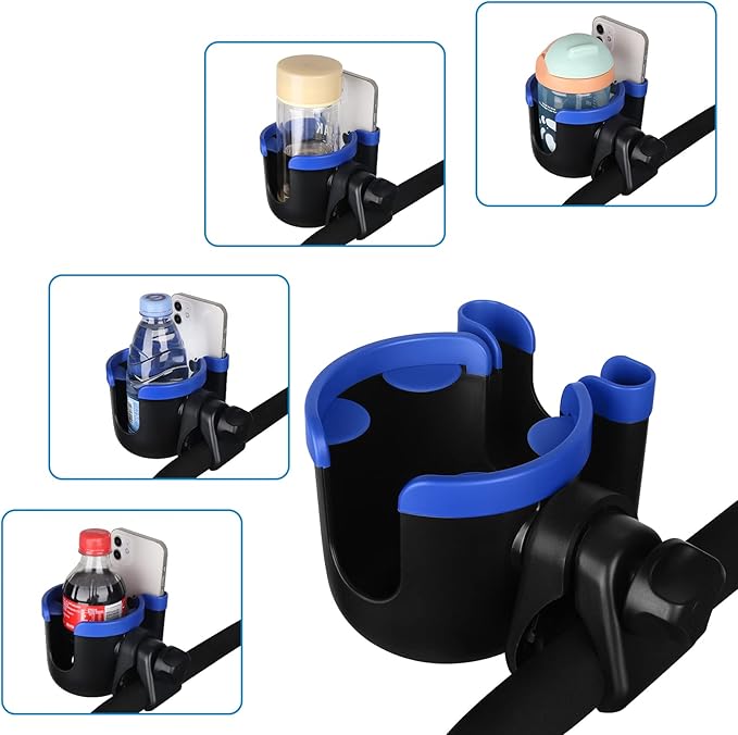 Accmor Stroller Cup Holder with Phone Holder, Bike Cup Holder, Universal Cup Holder for Uppababy Nuna Doona Strollers, 2-in-1 Cup Phone Holder for Stroller, Bike, Wheelchair, Walker, Scooter