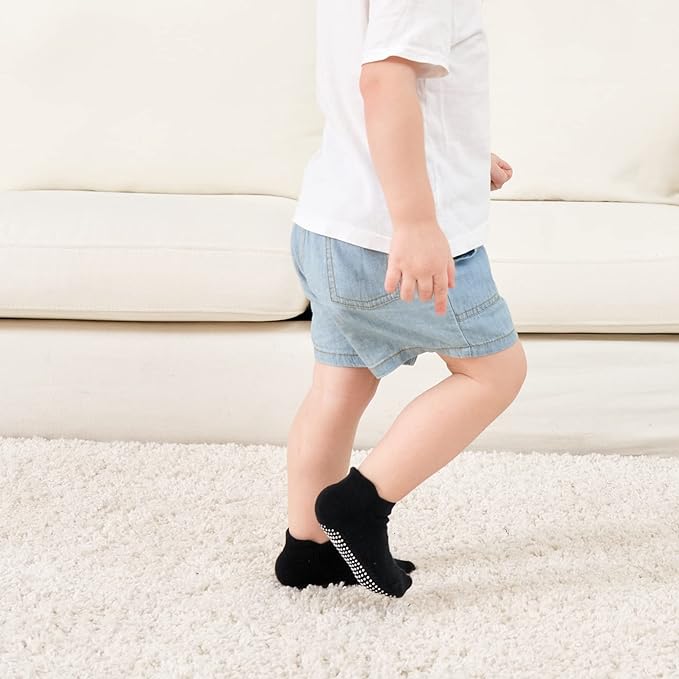 Zaples Baby Non Slip Grip Ankle Socks with Non Skid Soles for Infants Toddlers Kids Boys Girls