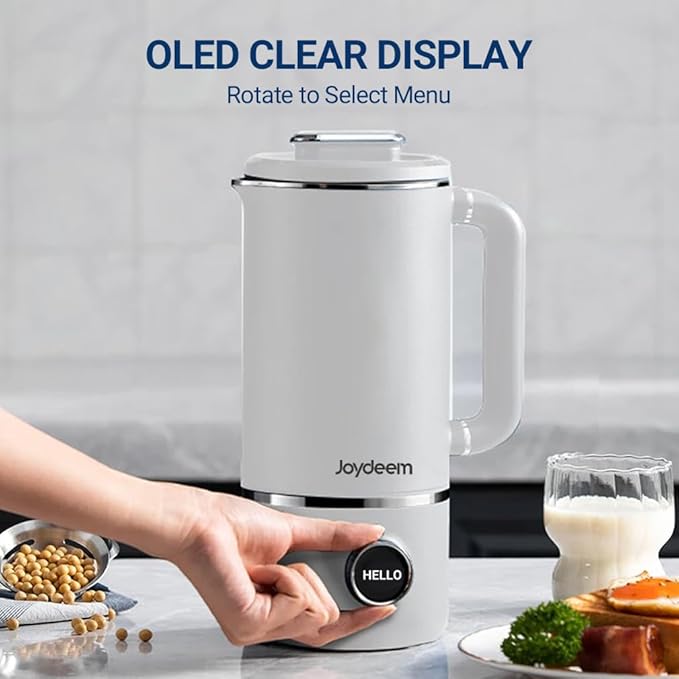 Joydeem JD-PB8200 Compact Blender with 10 Menus, Quiet Cooking Blender for Soymilk, Paste & Juice, 304 Stainless Steel, 12H Preset, 600ml