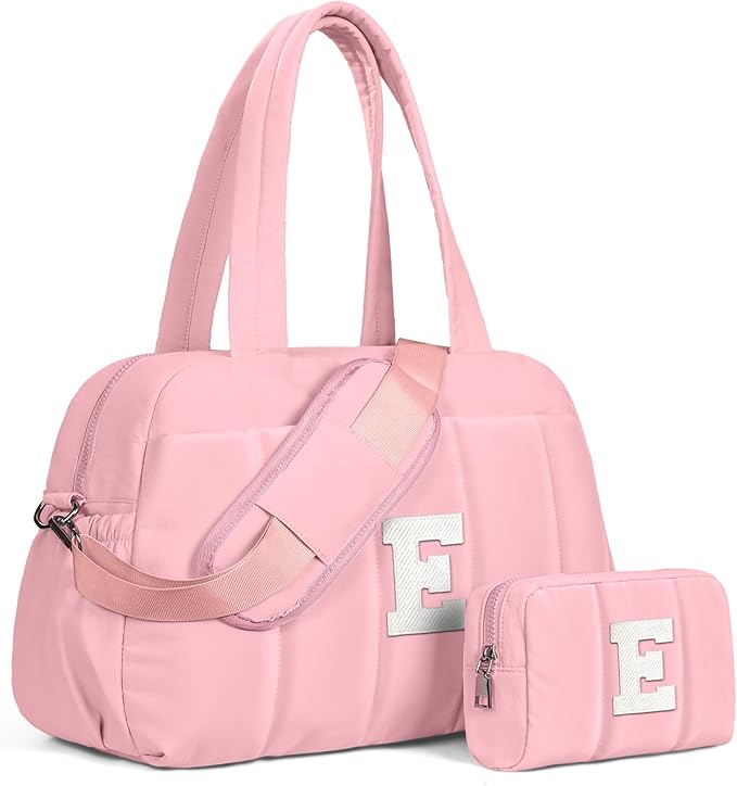 Duffle Bag for Travel, Weekender Bags for Women，Gifts for Women Birthday, Initial Overnight Bag with Wet Pocket，Lightweight Travel Bags Personalized Gym Tote with Makeup Pouch