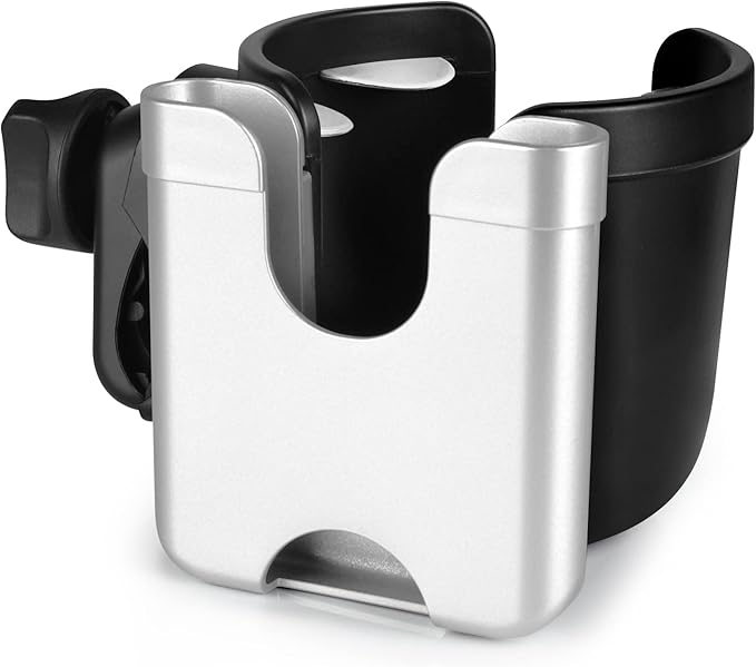 Accmor Stroller Cup Holder with Phone Holder, Bike Cup Holder, Universal Cup Holder for Uppababy Nuna Doona Strollers, 2-in-1 Cup Phone Holder for Stroller, Bike, Wheelchair, Walker, Scooter