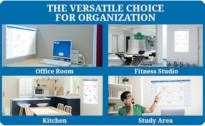 24" x 18" Sky Blue Vertical 30-Day Dry-Erase Task, Goals and Objective 1-Month erasable Wall Planner Calendar. Complete with Fine Tip Dry-Erase Marker and Eraser